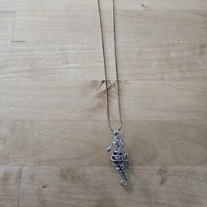 Silver Seahorse Pearl Pendant Necklace